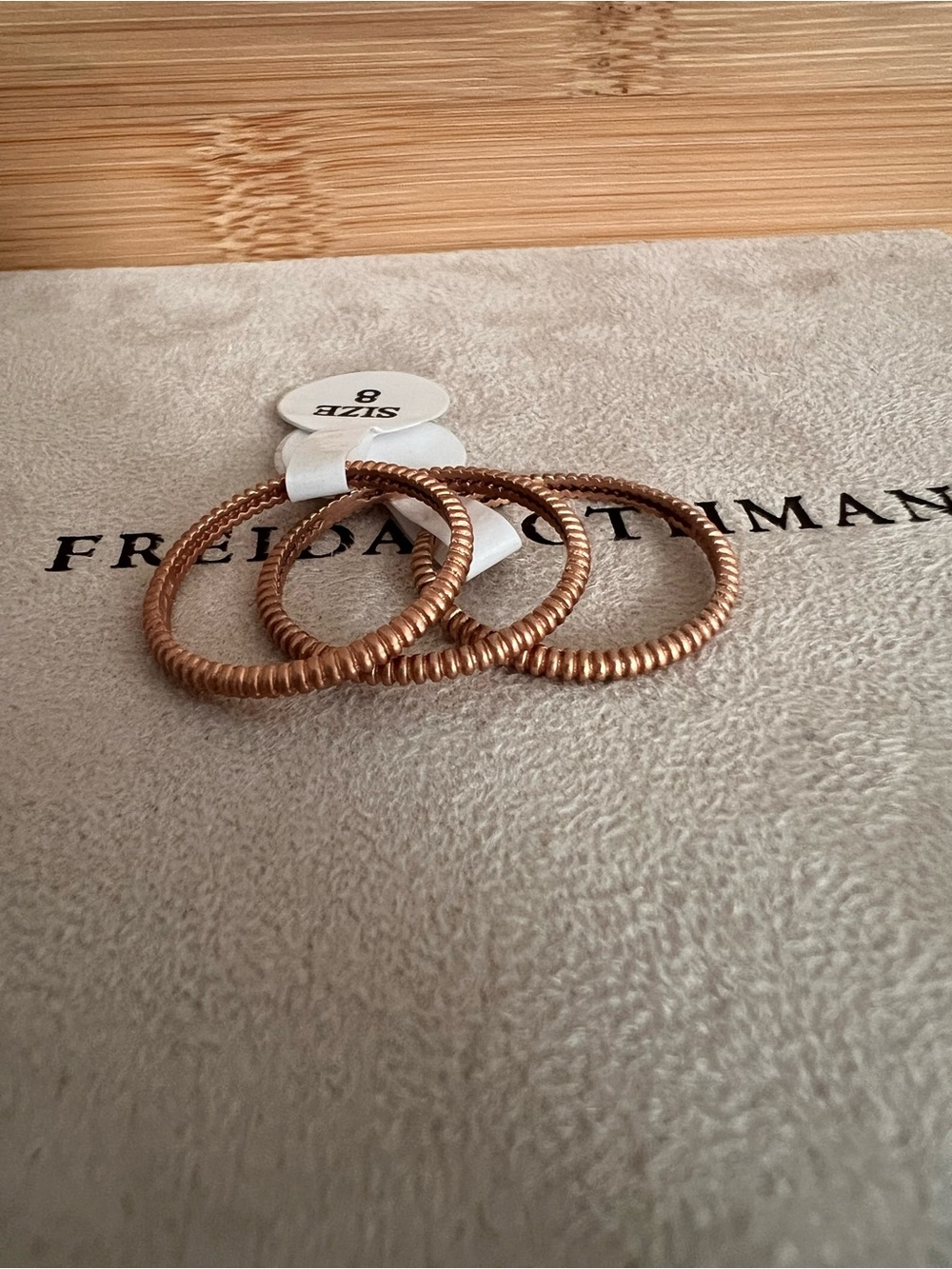 3 Freida Rothman Rose Gold Coil Stackable Ring Set — Size 8